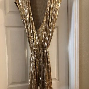 Gold Michael Kors Sequined Wrap Dress